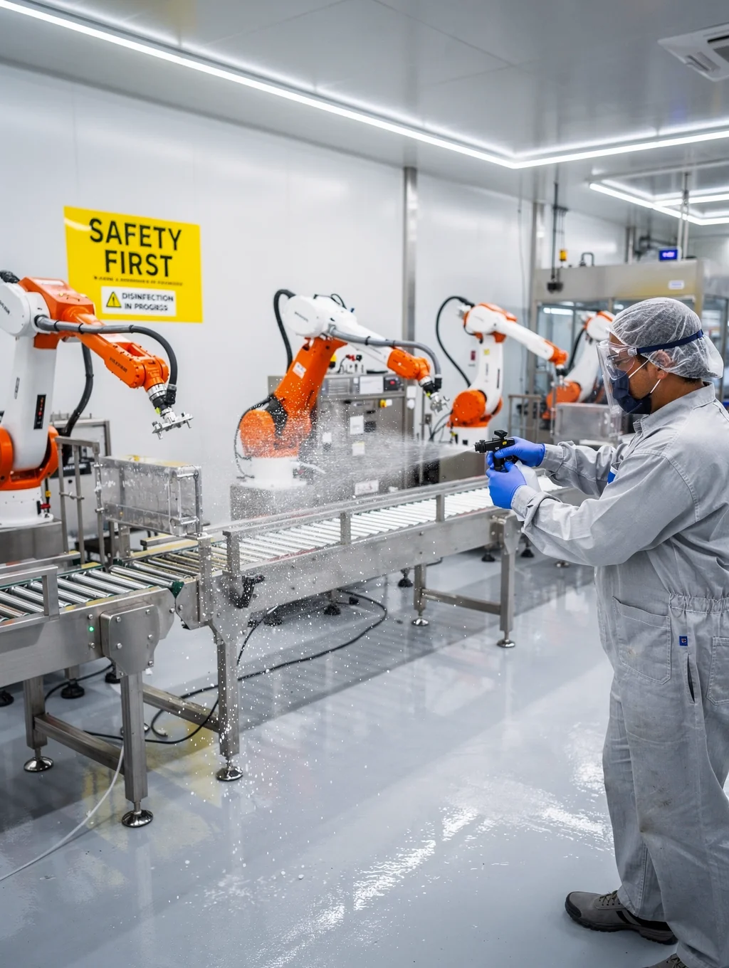 Automated high-speed liquid filling machine on production floor