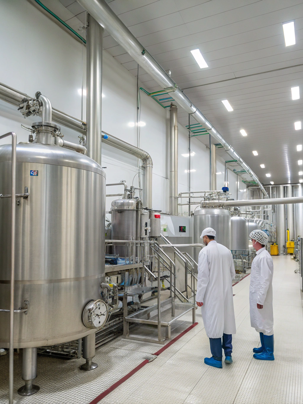 Automated dairy filling line with high-speed precision nozzles in a sterile facility