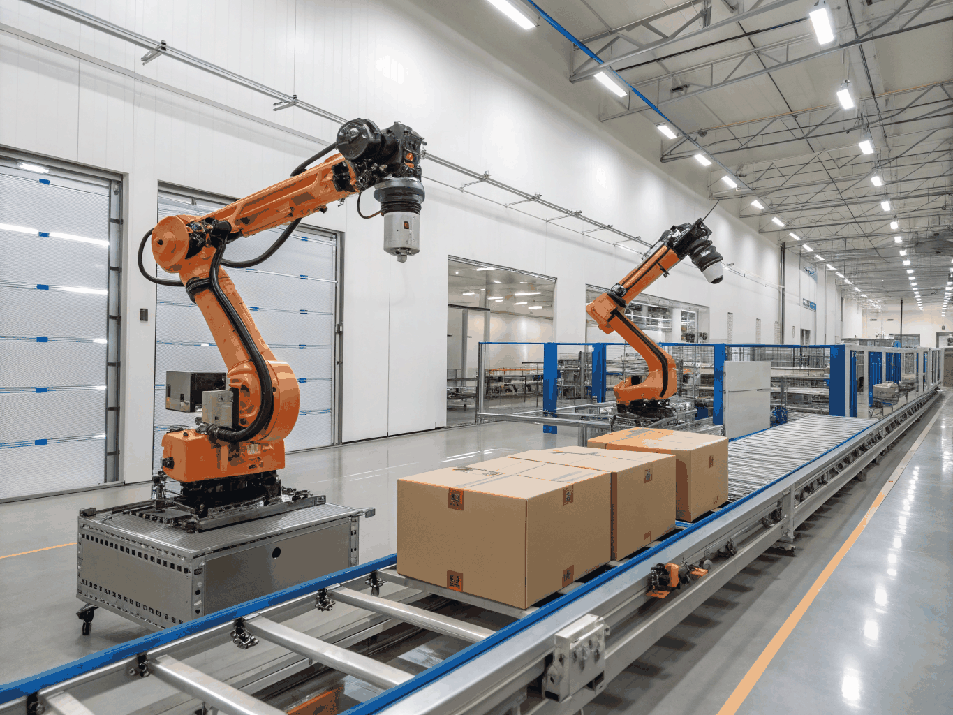 Robotic arm placing consumer goods into shipping cartons
